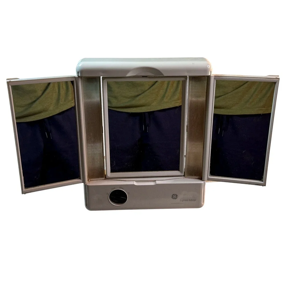 Retro Y2K GE Lighted Tri Fold Vanity Makeup Mirror 2001 Nostalgic Tested Works